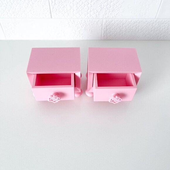 Miniature Barbie Nightstands (Set of 2) Pale Pink 3D Printed Dollhouse Furniture - Picture 4 of 5